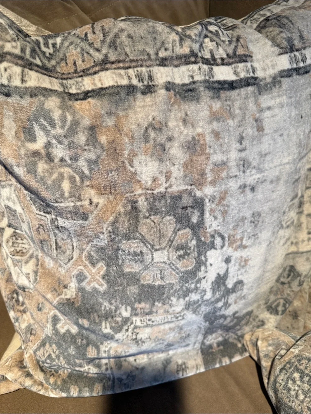 Pottery Barn Neutral Beige and Gray Patterned Accent Pillow Pair